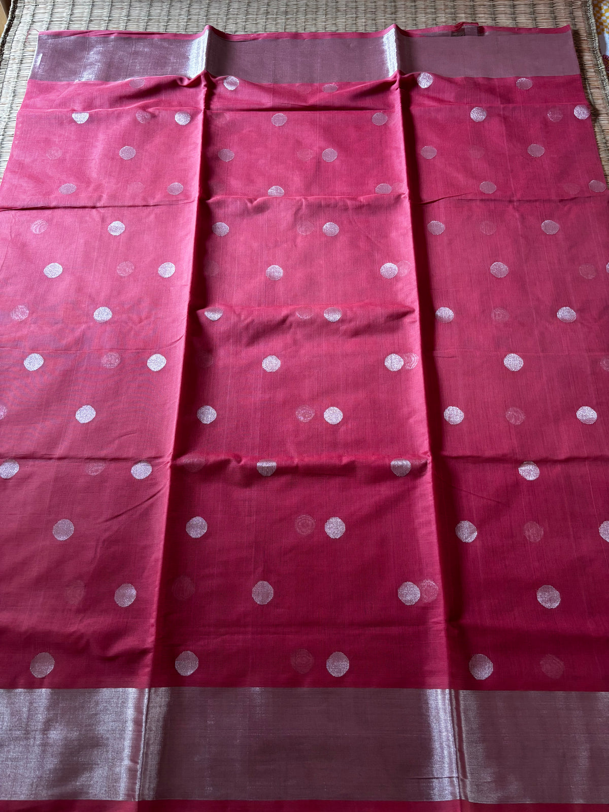 Handloom Khadi with buttas - onion pink ( national award winner )