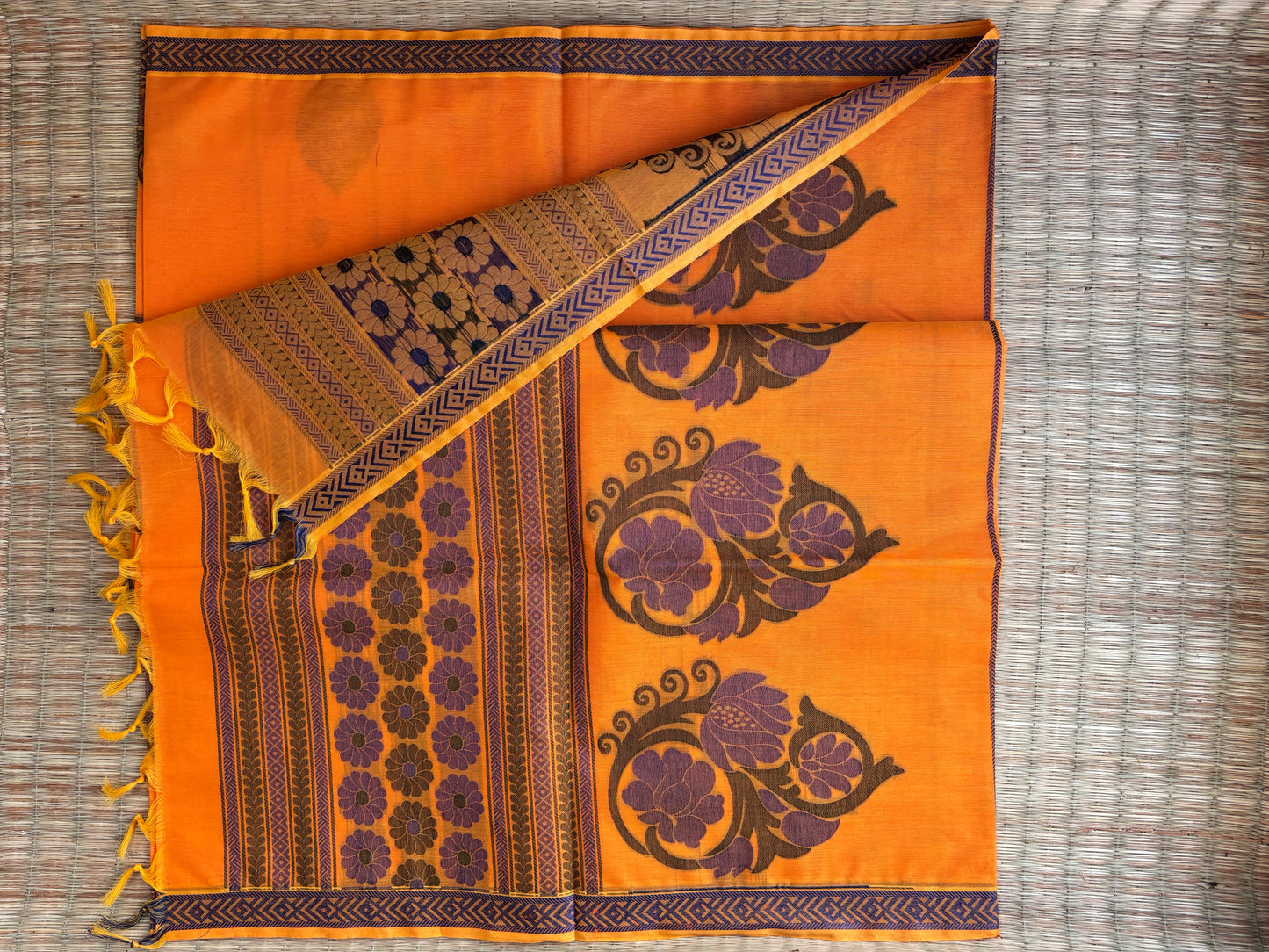 Kota with Meenakari motif - orange