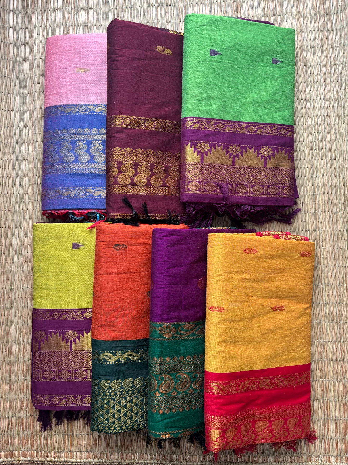 Kalyani cotton saree -green and purple