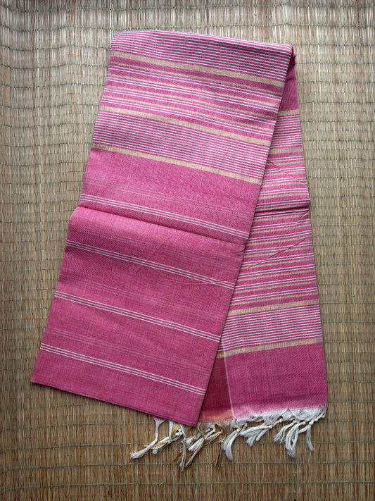 Jute cotton sarees - pink and gold