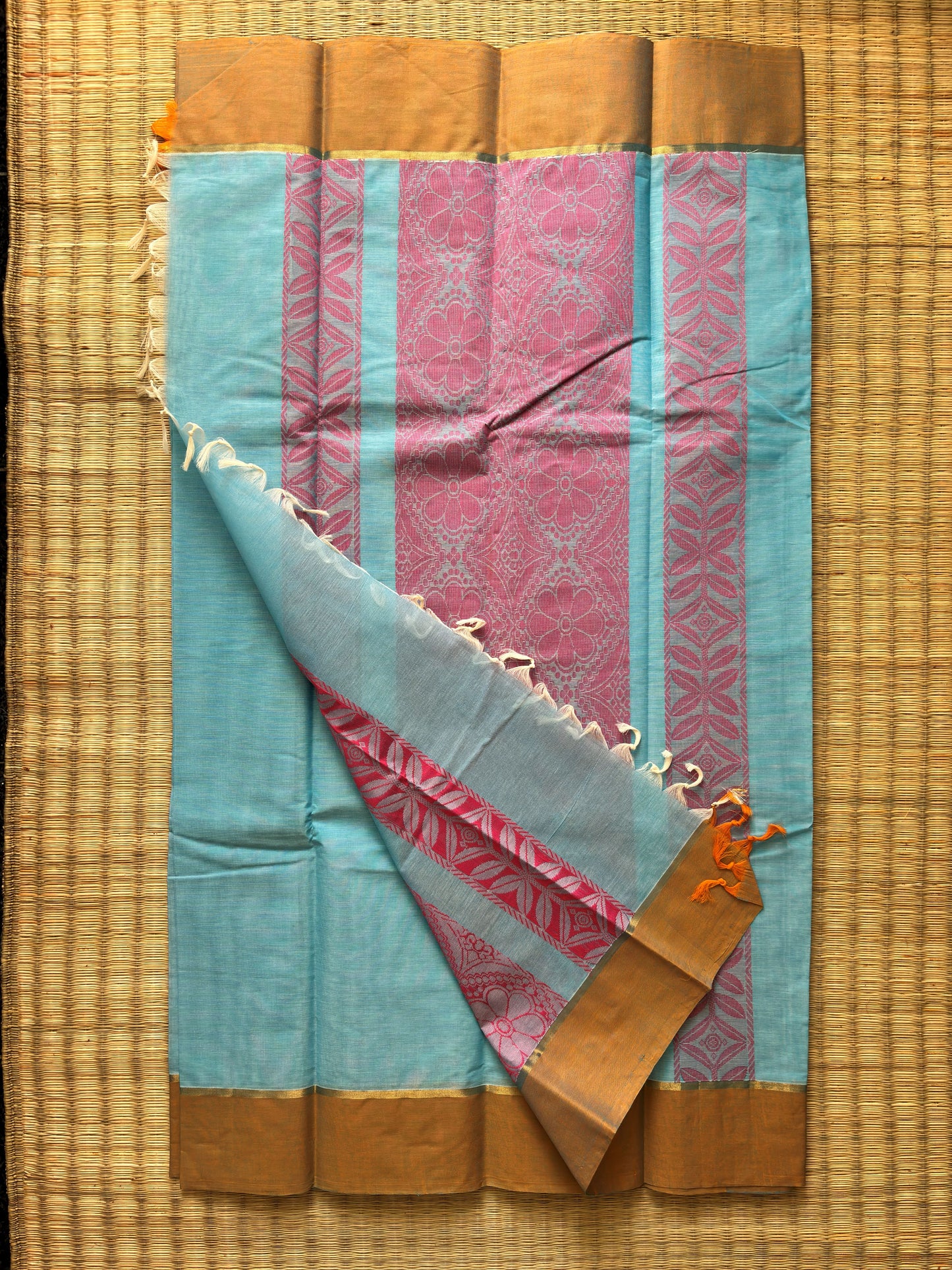 Pure cotton with big buttas - light blue and pink