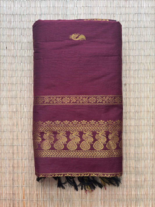 Kalyani cotton saree -maroon and gold