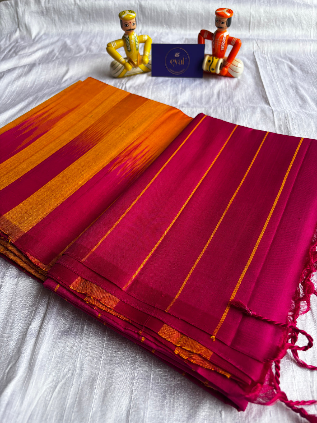 Handloom organic Banana silk - Pink & Yellow