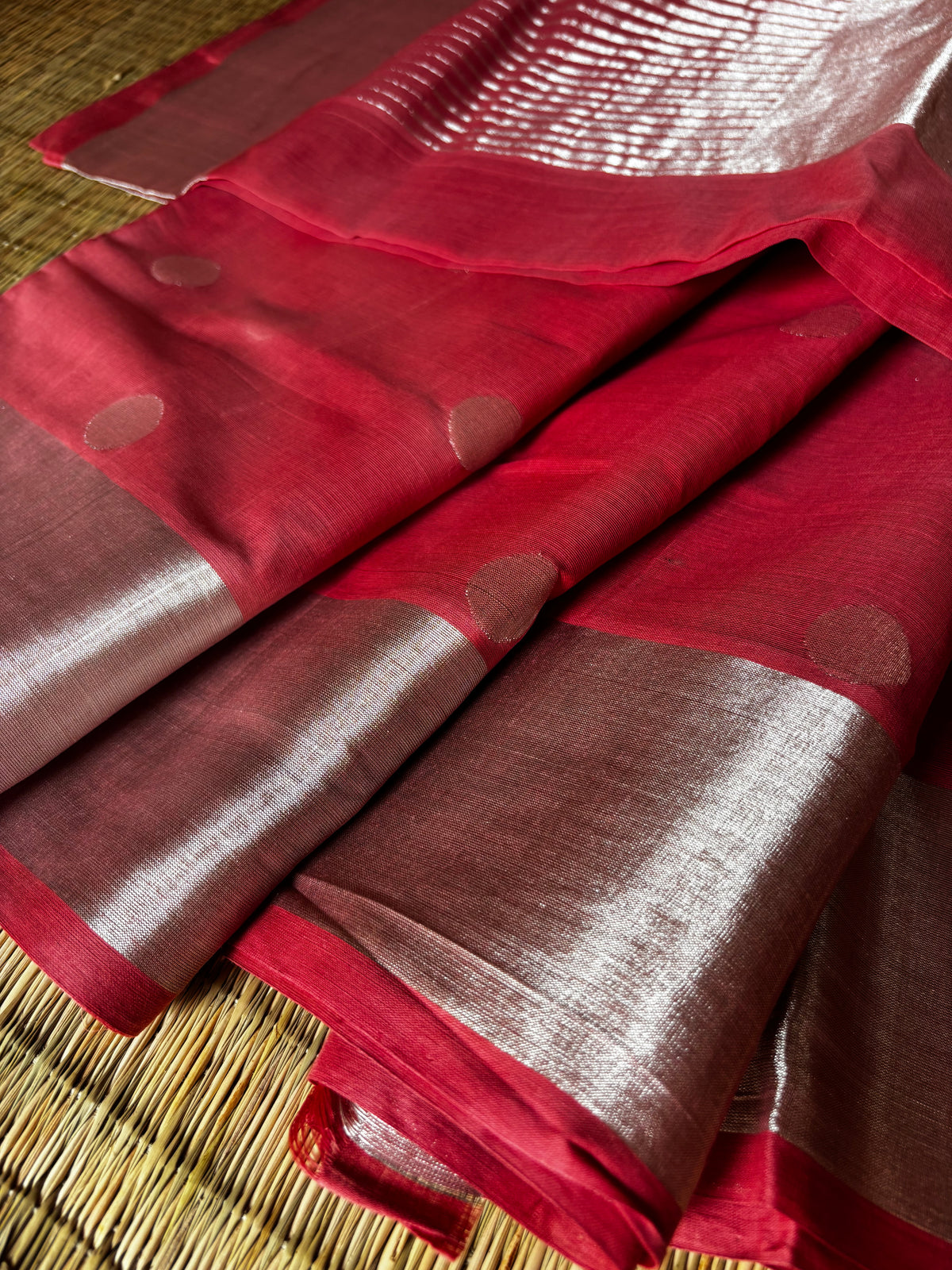 Handloom Khadi with buttas - onion pink ( national award winner )
