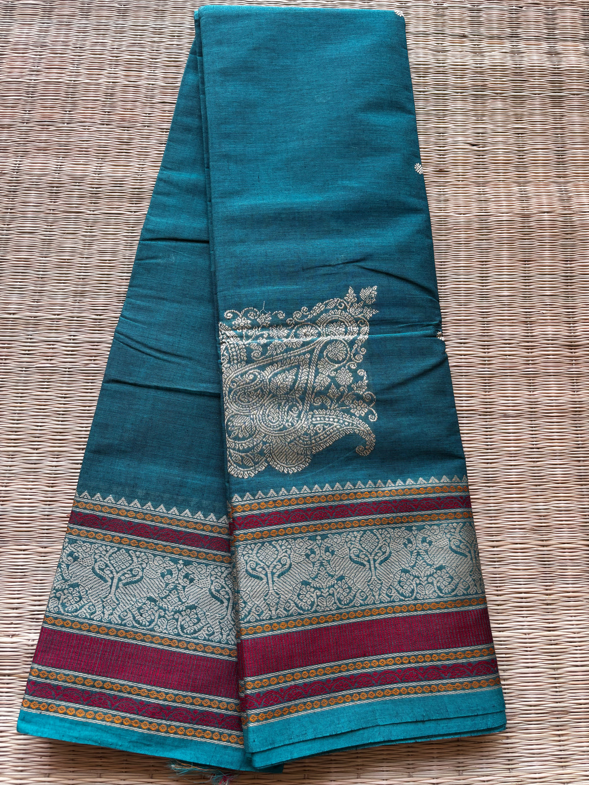 Handloom Chettinad cotton thread work - Blue