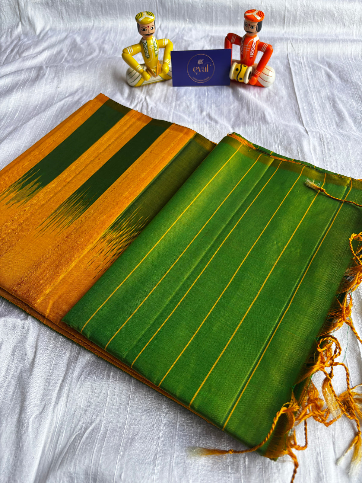 Handloom Organic silk - Green & Yellow