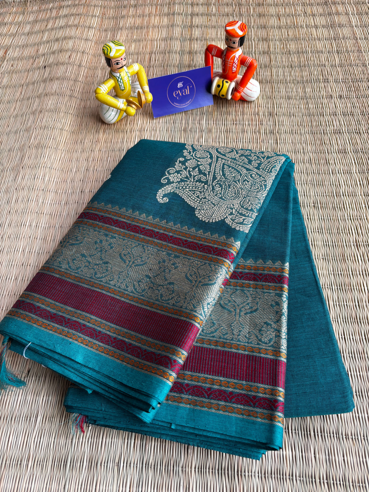 Handloom Chettinad cotton thread work - Blue