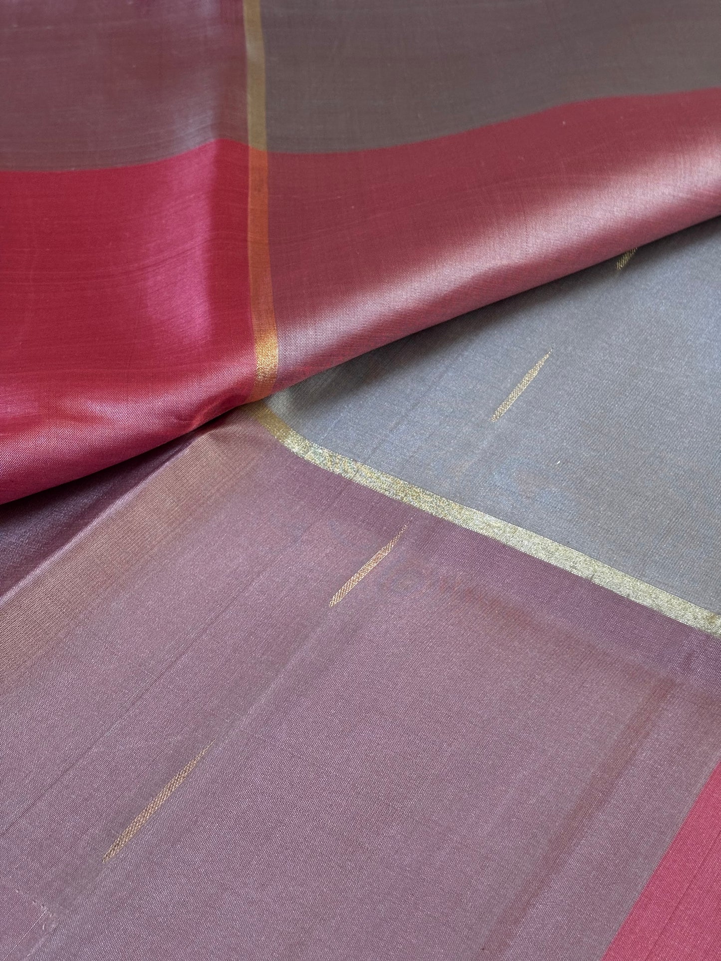 Pastel checks with rain drops - Kanjeevaram silk