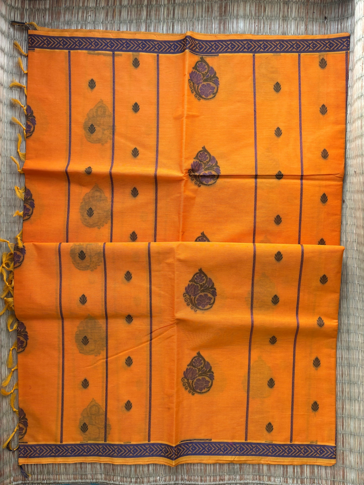 Kota with Meenakari motif - orange