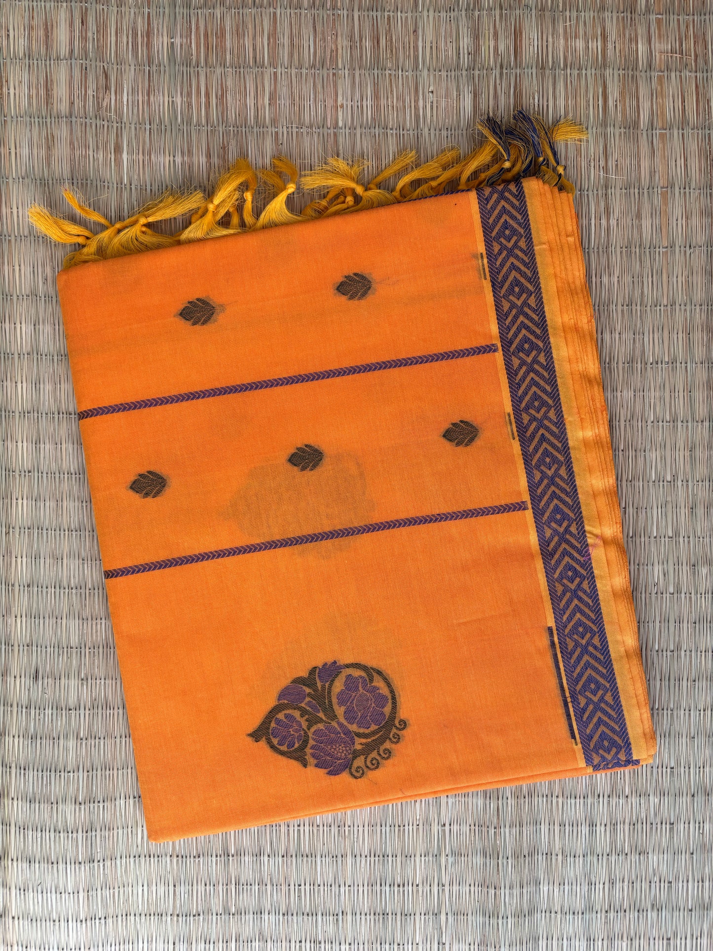 Kota with Meenakari motif - orange