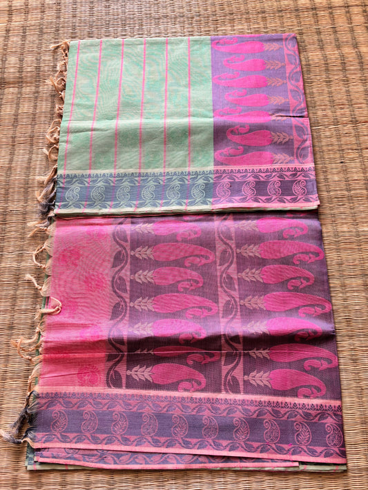 Self designed cotton - light green and pink