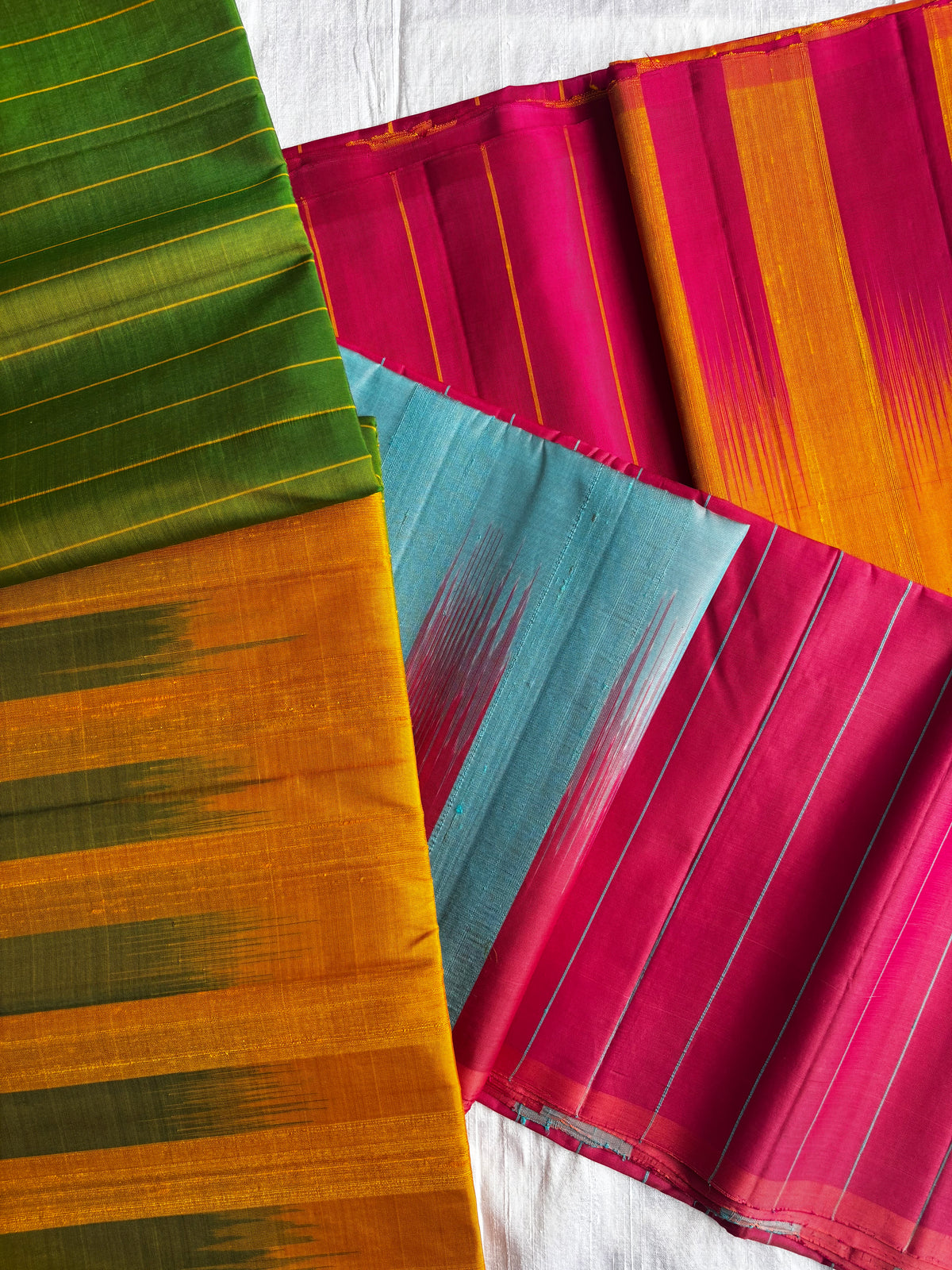 Handloom organic Banana silk - Pink & Blue