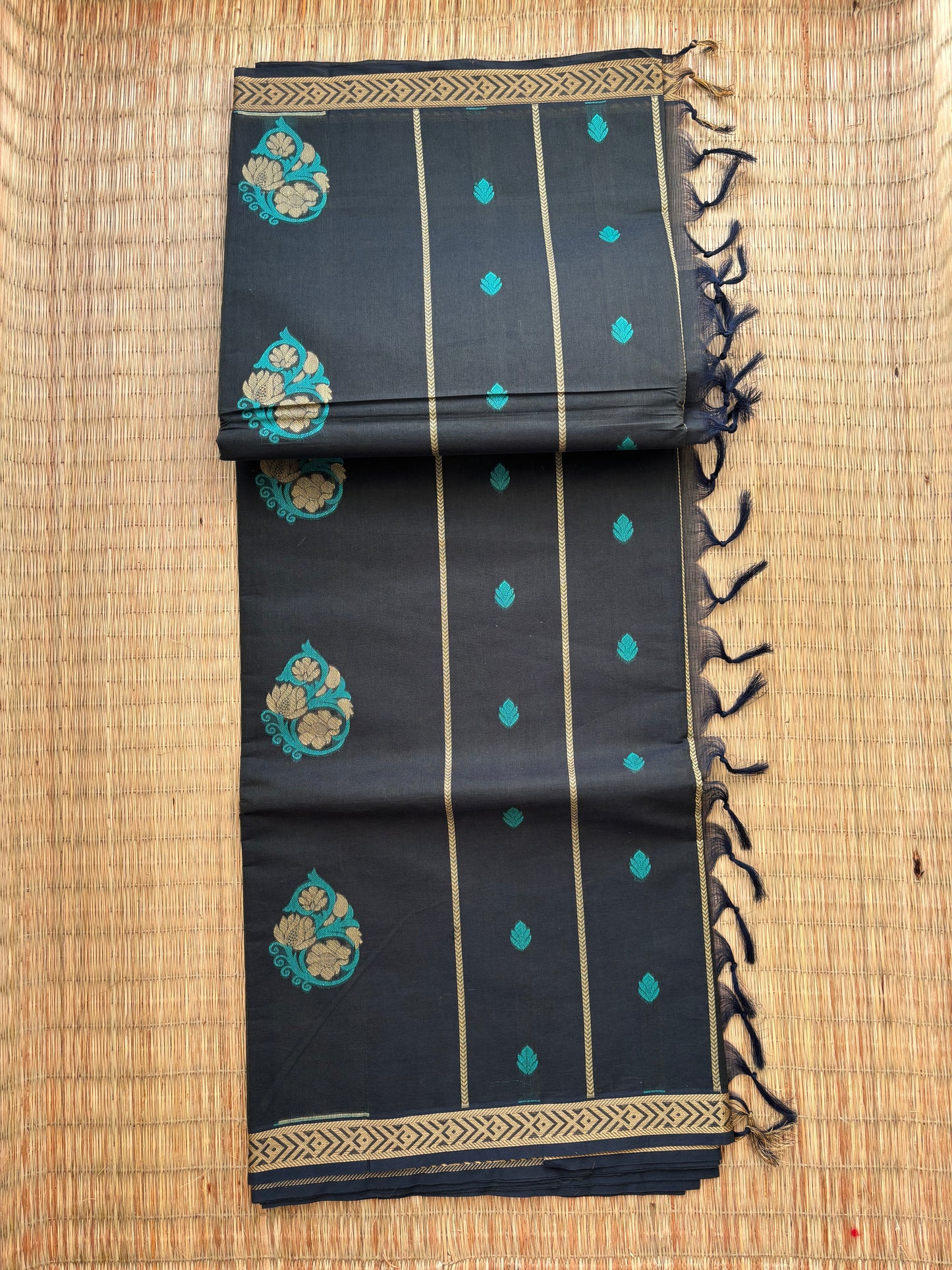 Kota with Meenakari motif - black