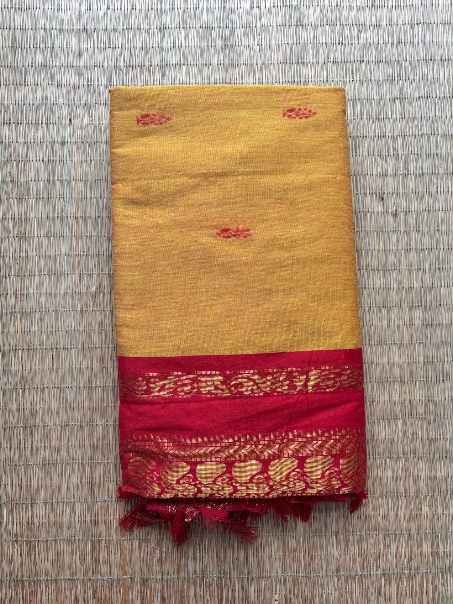 Kalyani cotton saree -yellow and red