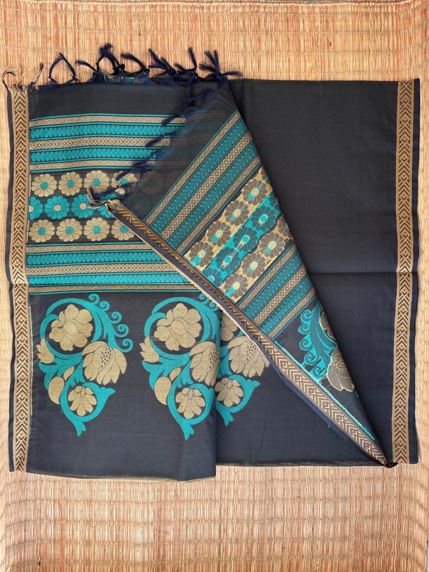 Kota with Meenakari motif - black