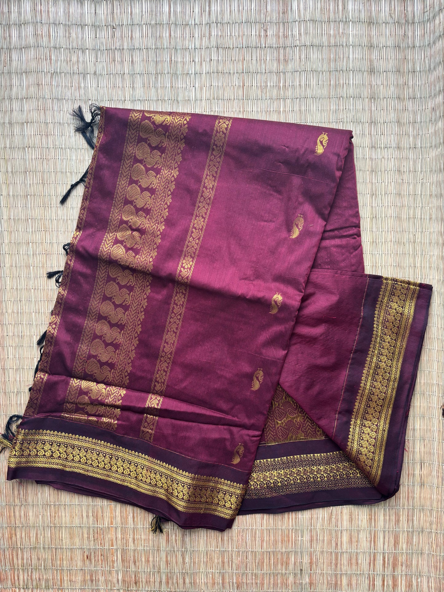 Kalyani cotton saree -maroon and gold