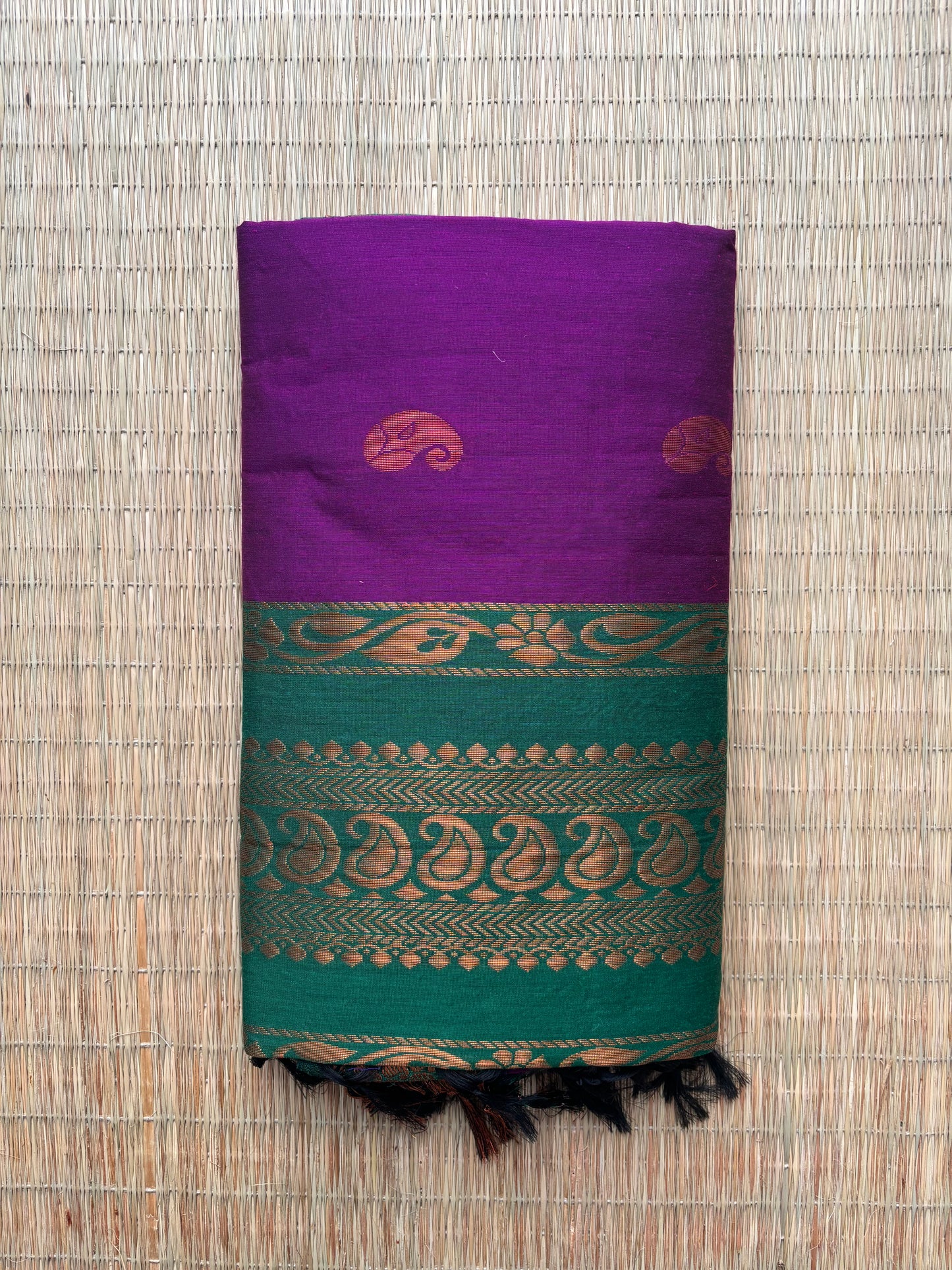 Kalyani cotton saree -purple and green