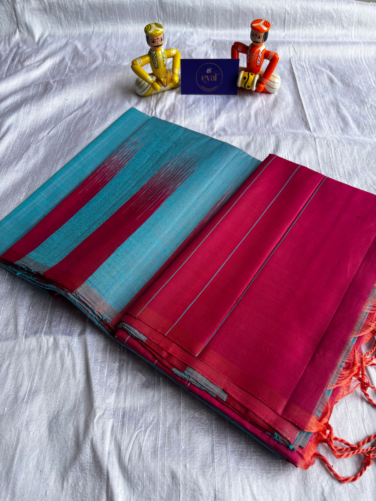 Handloom organic Banana silk - Pink & Blue