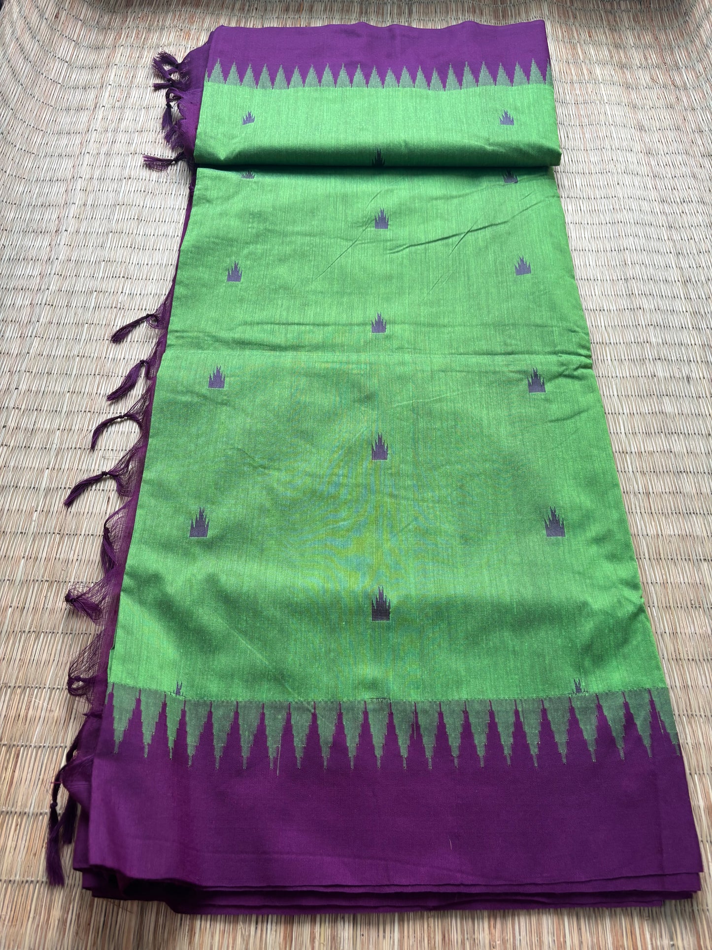 Kalyani cotton saree -green and purple