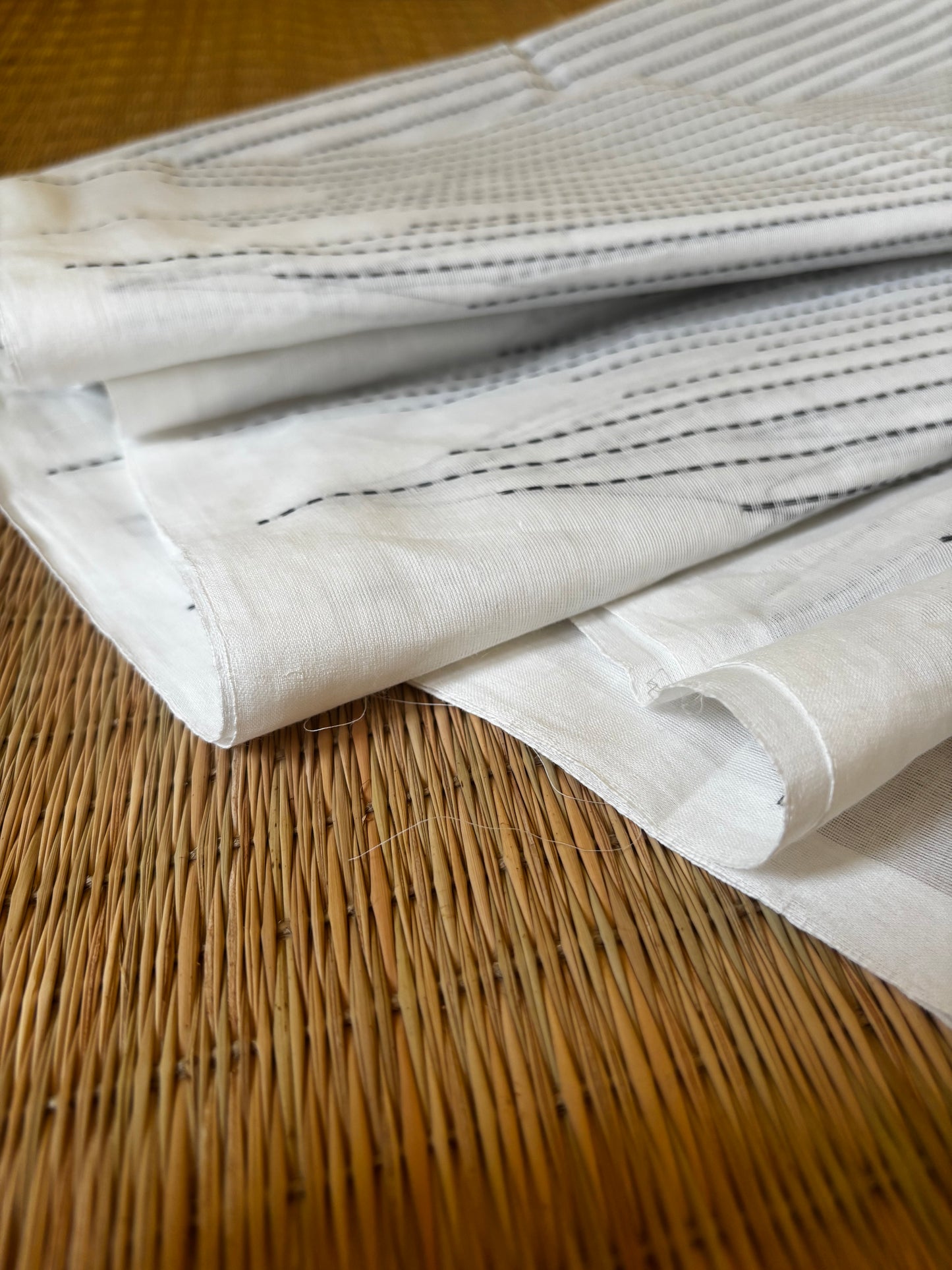 Handloom pure cotton - pearl white with black strips
