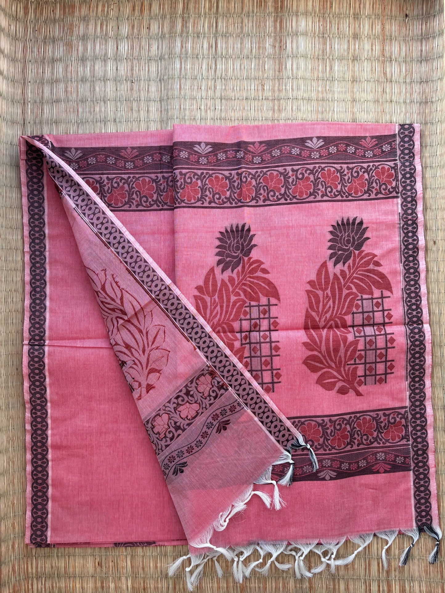 Kota with Meenakari motif - light pink