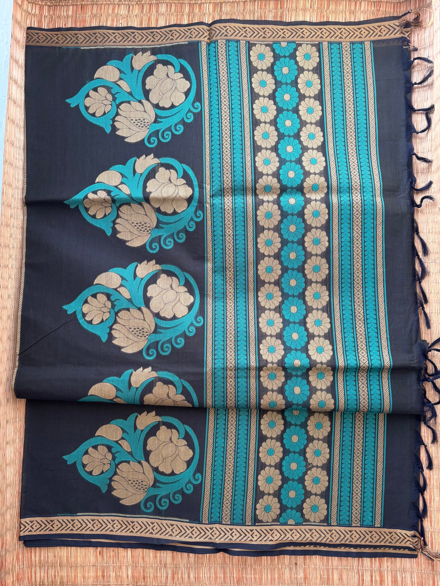 Kota with Meenakari motif - black