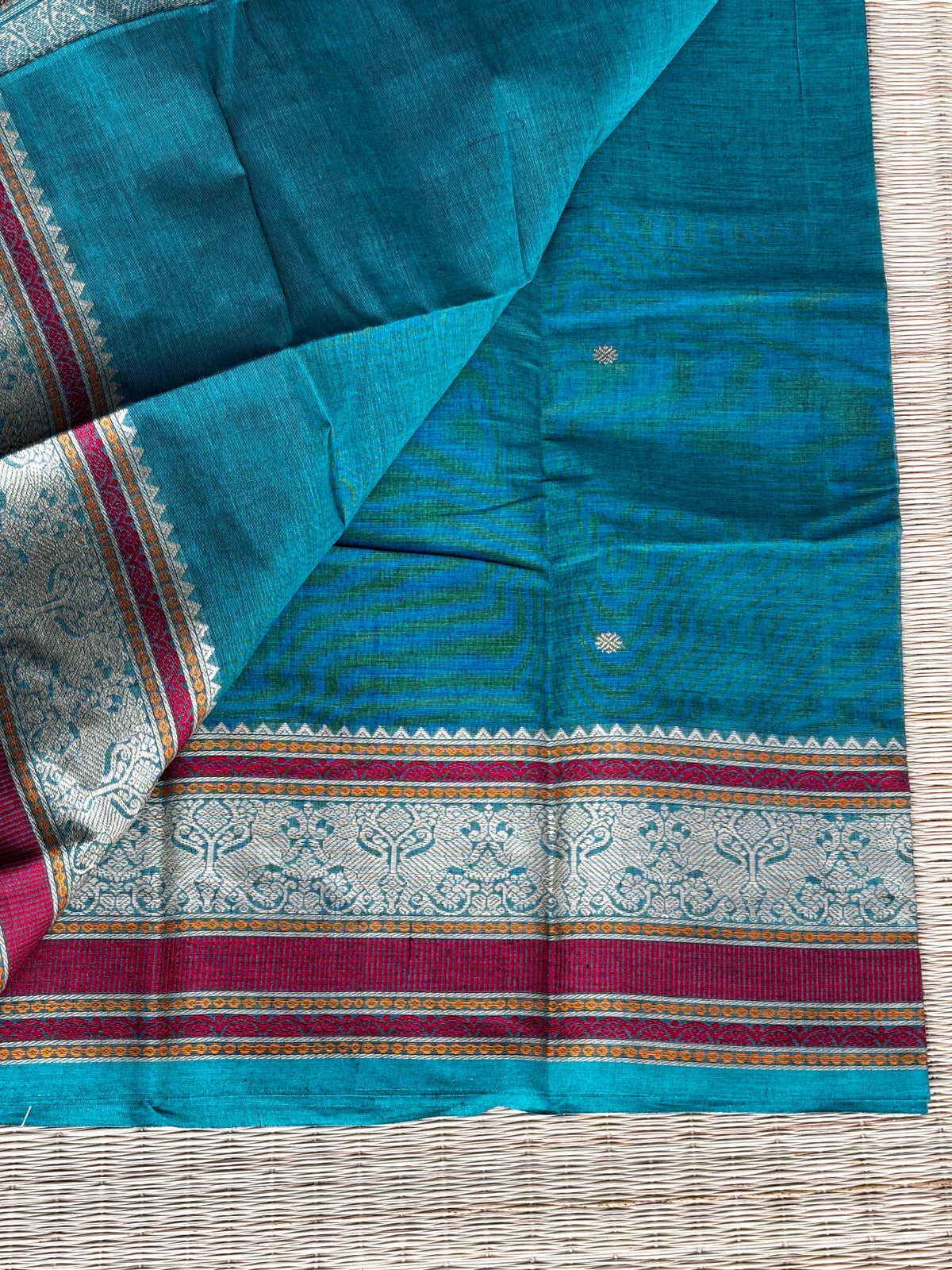 Handloom Chettinad cotton thread work - Blue