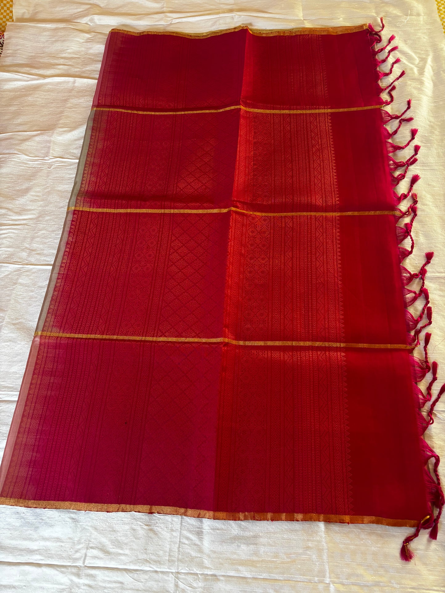 Pastel checks with rain drops - Kanjeevaram silk