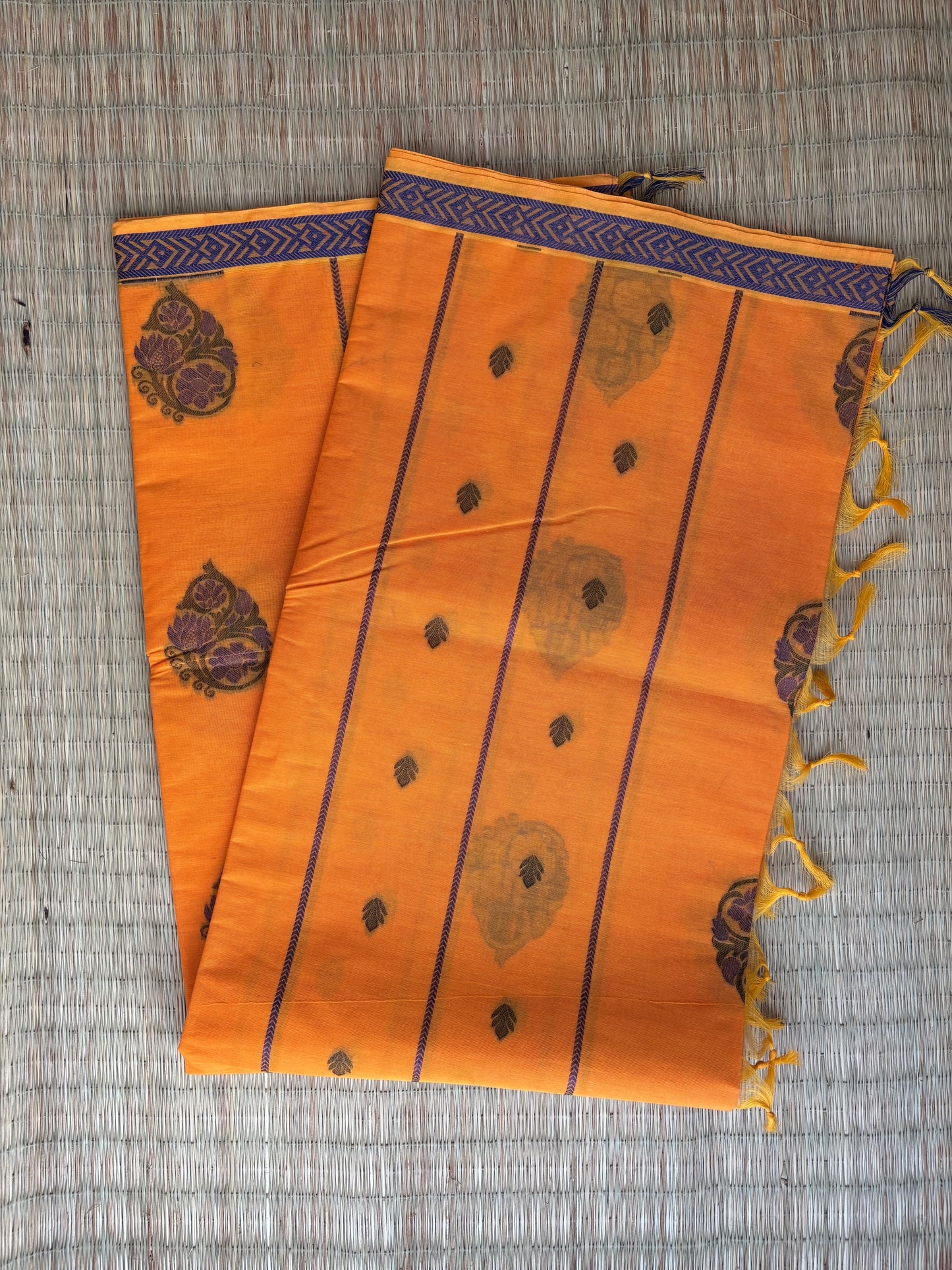Kota with Meenakari motif - orange