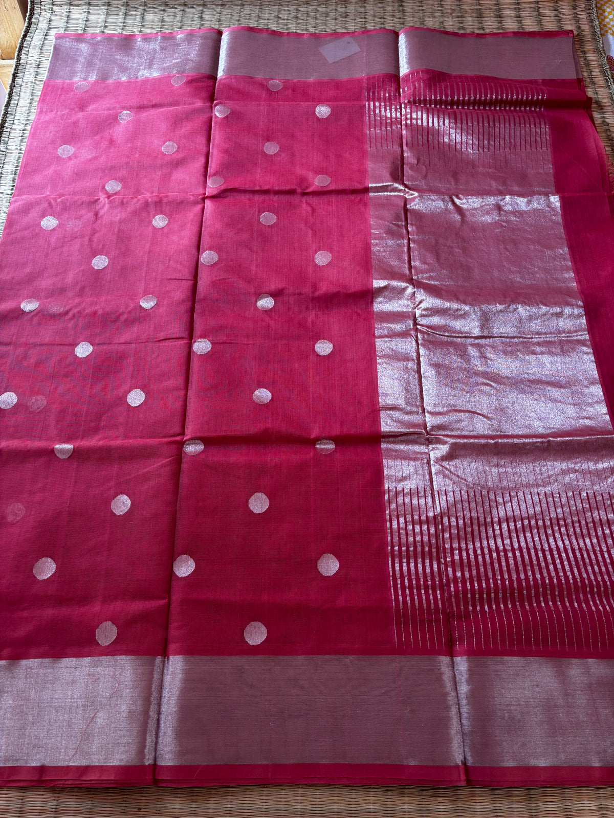 Handloom Khadi with buttas - onion pink ( national award winner )
