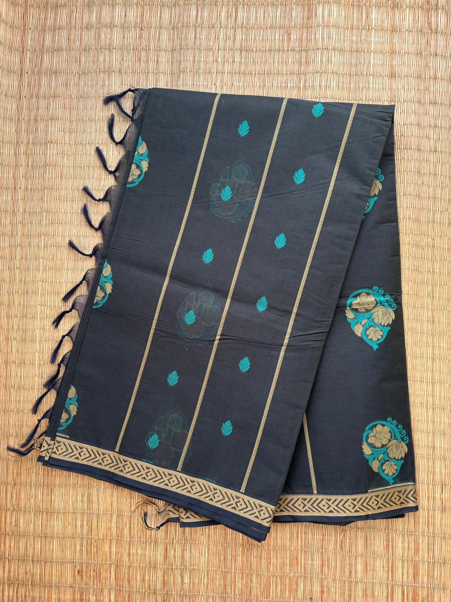 Kota with Meenakari motif - black