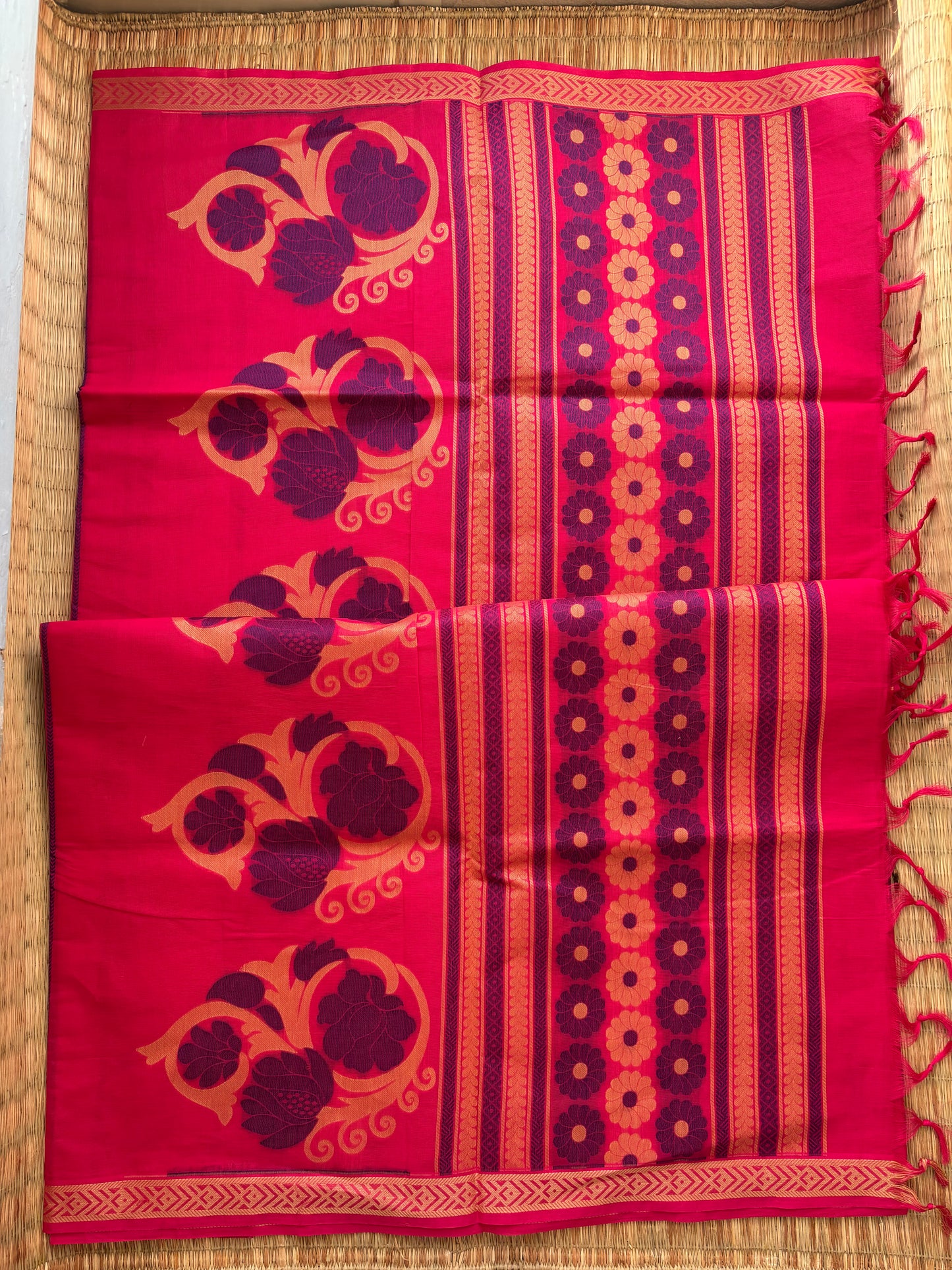 Kota with Meenakari motif - pink