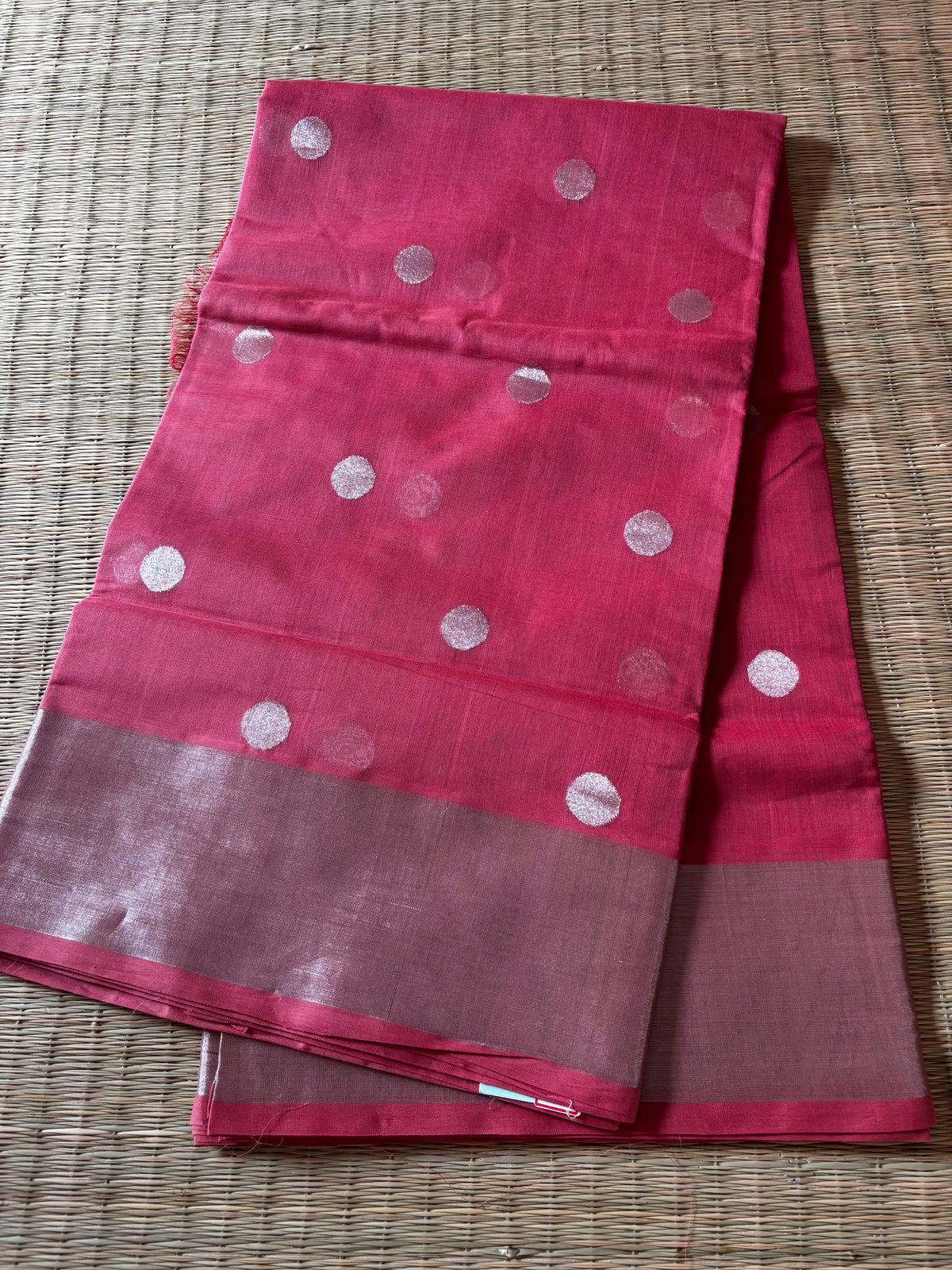 Handloom Khadi with buttas - onion pink ( national award winner )