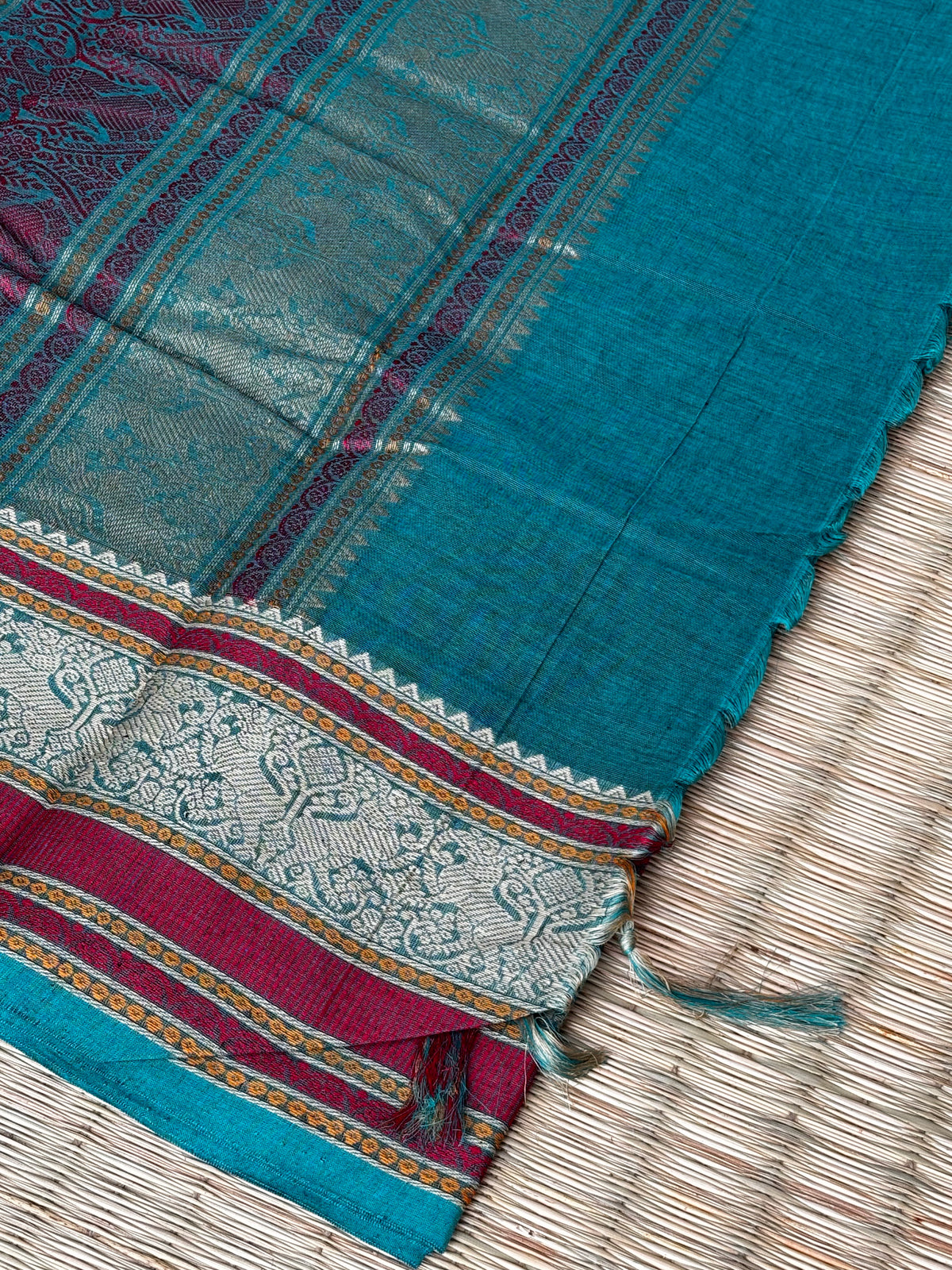 Handloom Chettinad cotton thread work - Blue