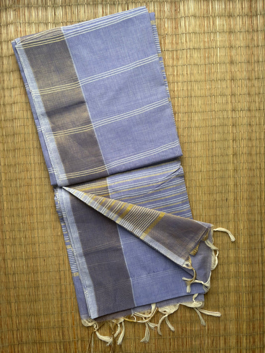 Jute cotton sarees - lavender and gold