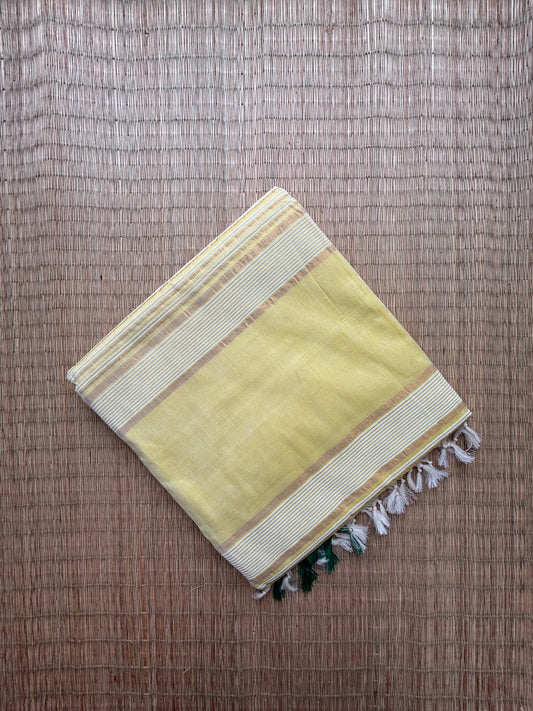 Jute cotton sarees - yellow and green