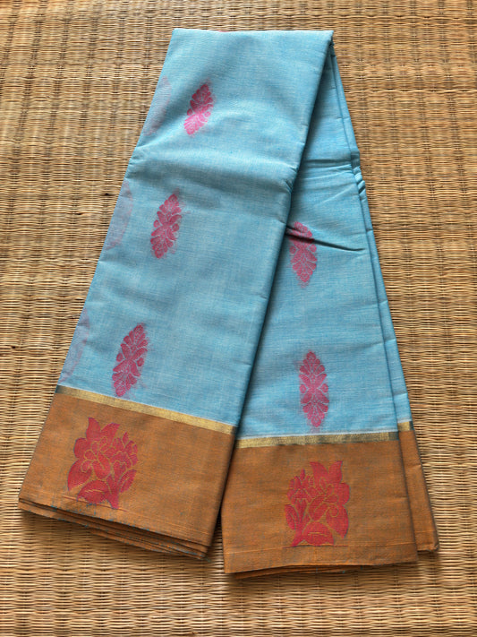 Pure cotton with big buttas - light blue and pink