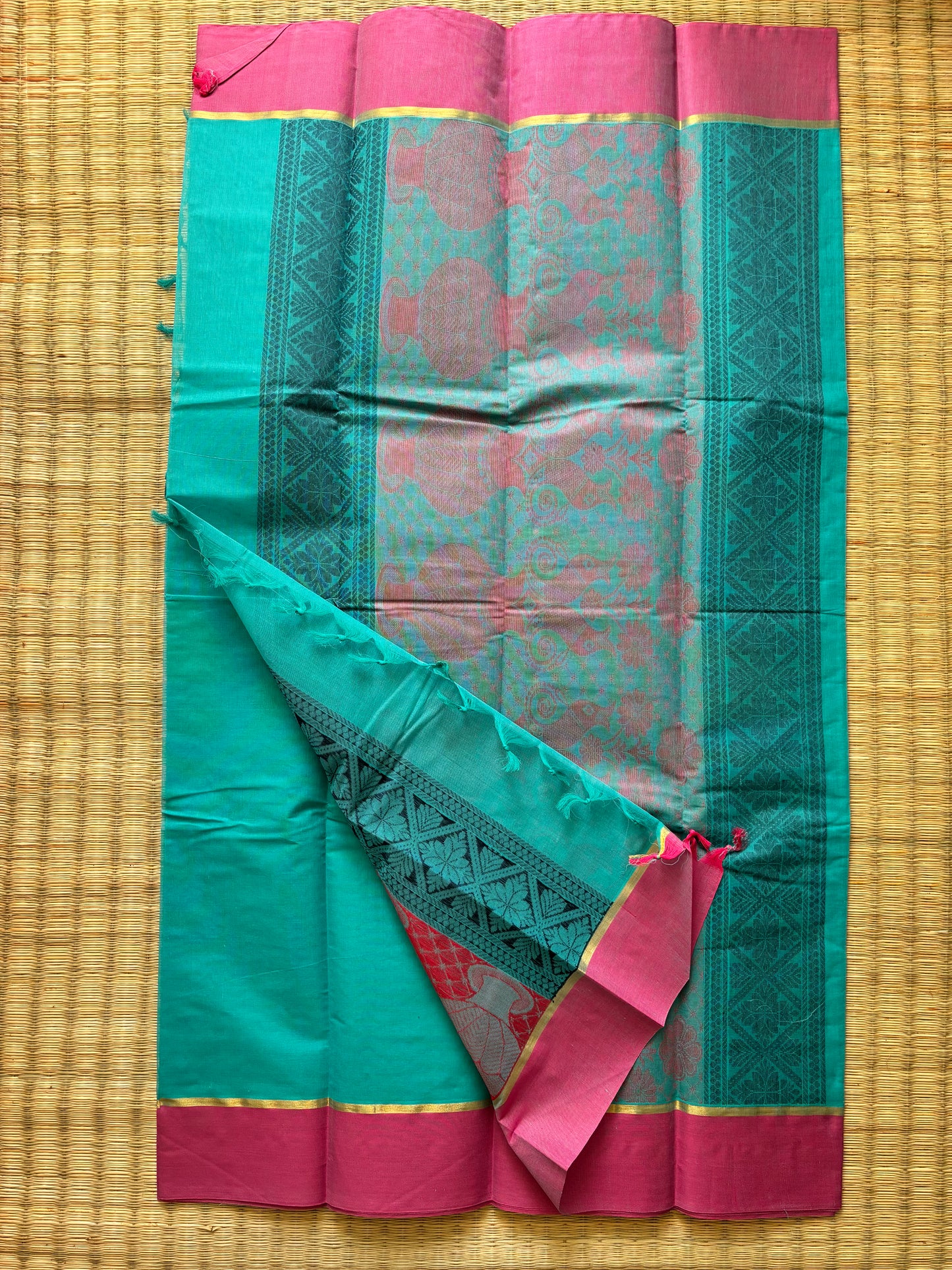 Pure cotton with big buttas - blue and pink