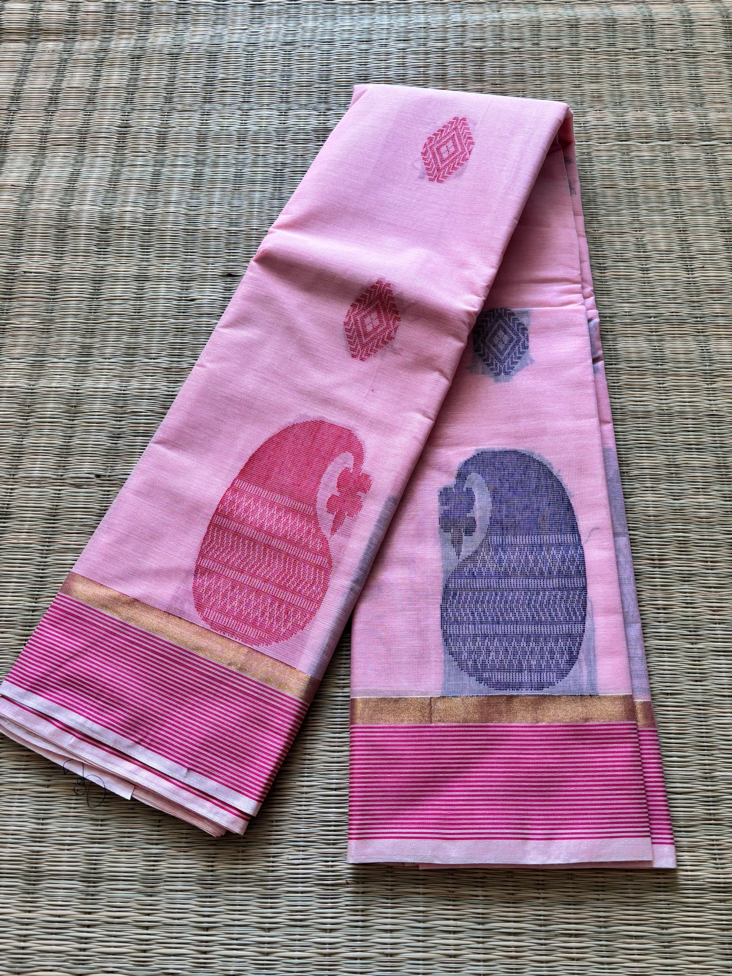 Pure cotton with big buttas - pink and blue