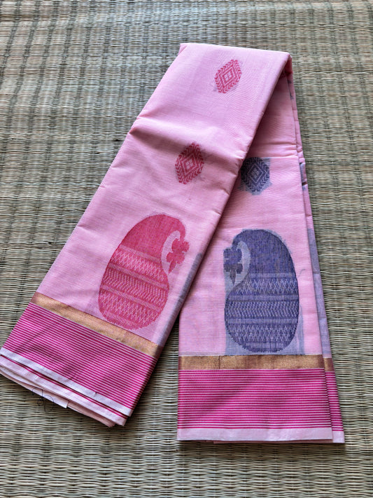 Pure cotton with big buttas - pink and blue
