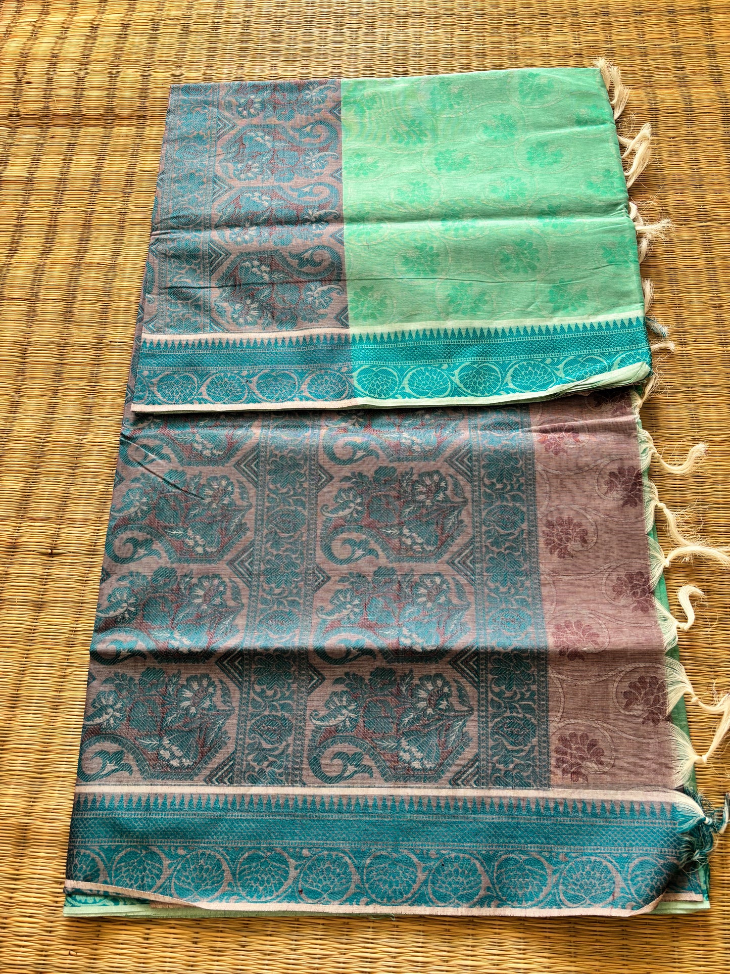 Self designed cotton -light green and blue