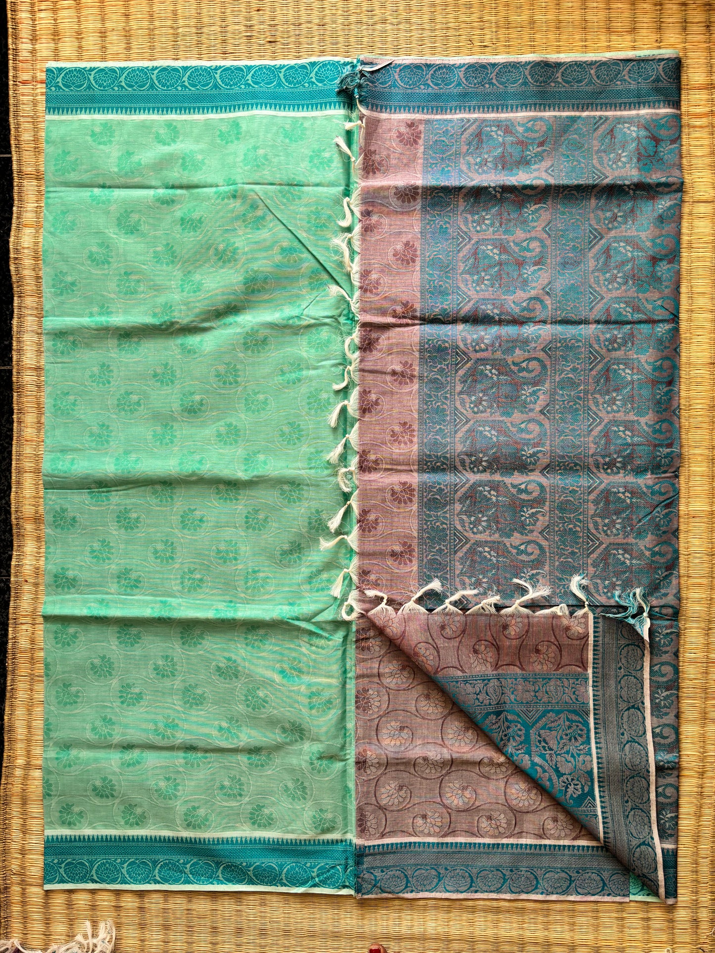 Self designed cotton -light green and blue