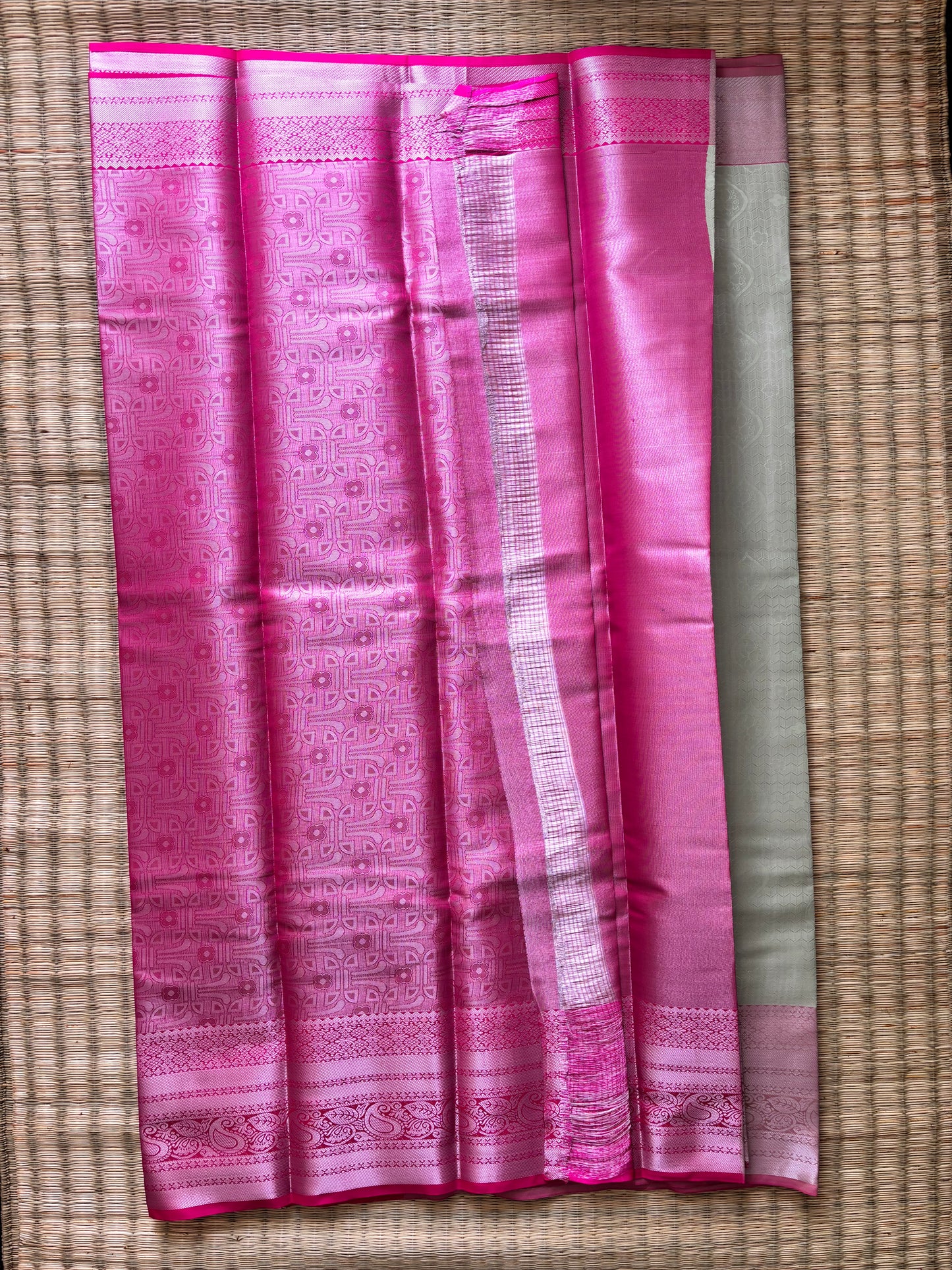 Tissue woven saree -sky blue and pink